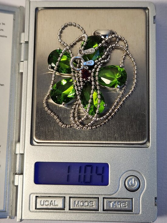 Very VTG 925 Peridot & Garnet Daisy Pendant 18" Necklace by C^A Château d'Argent - Picture 11 of 11